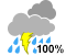 Showers. Risk of thunderstorms (100%)