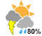 Periods of rain. Risk of thunderstorms (80%)